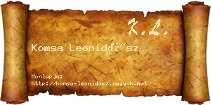 Komsa Leonidász névjegykártya